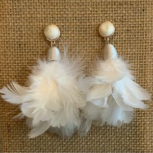 Claire's White Feather Drop Earrings